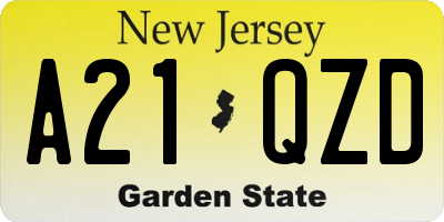 NJ license plate A21QZD