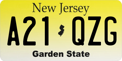 NJ license plate A21QZG