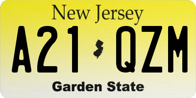 NJ license plate A21QZM