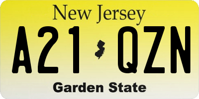NJ license plate A21QZN