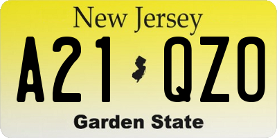 NJ license plate A21QZO