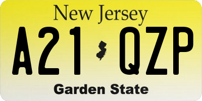 NJ license plate A21QZP