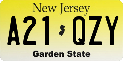 NJ license plate A21QZY