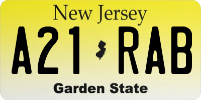 NJ license plate A21RAB
