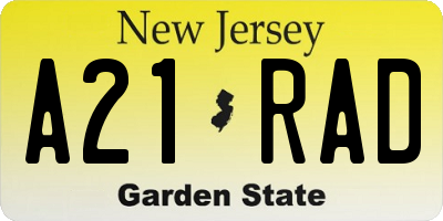 NJ license plate A21RAD