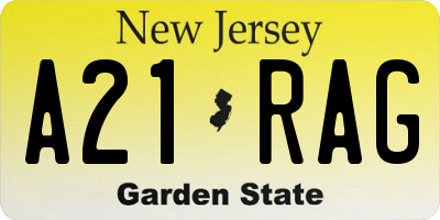 NJ license plate A21RAG