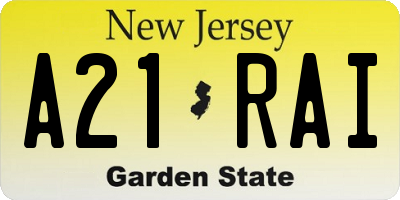 NJ license plate A21RAI