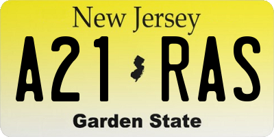 NJ license plate A21RAS