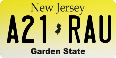 NJ license plate A21RAU