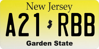 NJ license plate A21RBB