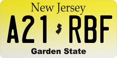 NJ license plate A21RBF