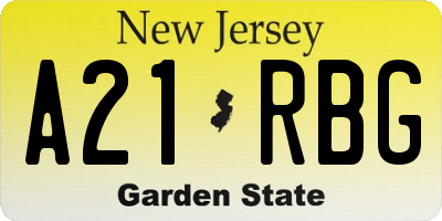NJ license plate A21RBG
