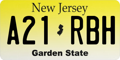 NJ license plate A21RBH