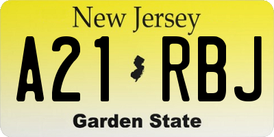 NJ license plate A21RBJ
