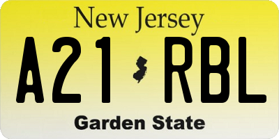 NJ license plate A21RBL
