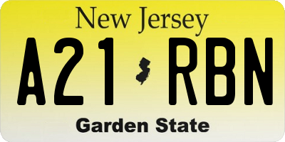 NJ license plate A21RBN