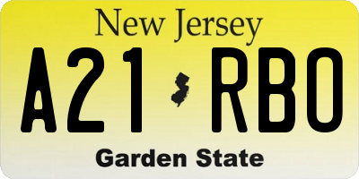 NJ license plate A21RBO