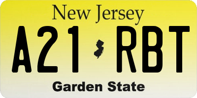 NJ license plate A21RBT