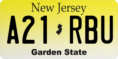 NJ license plate A21RBU