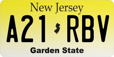 NJ license plate A21RBV