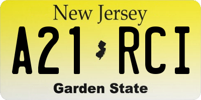 NJ license plate A21RCI