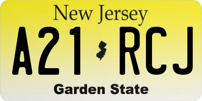 NJ license plate A21RCJ