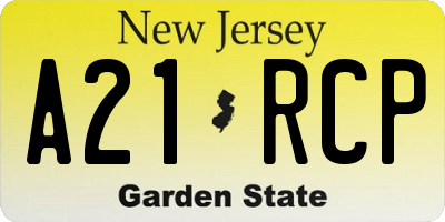NJ license plate A21RCP