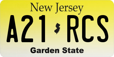 NJ license plate A21RCS