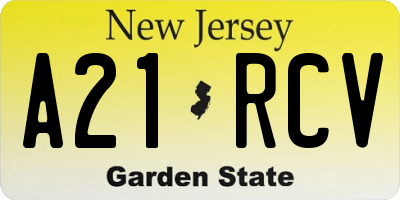 NJ license plate A21RCV