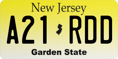 NJ license plate A21RDD