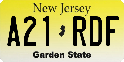 NJ license plate A21RDF