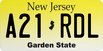 NJ license plate A21RDL