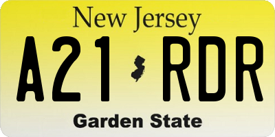 NJ license plate A21RDR