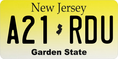 NJ license plate A21RDU