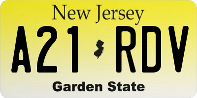 NJ license plate A21RDV