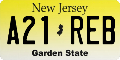 NJ license plate A21REB