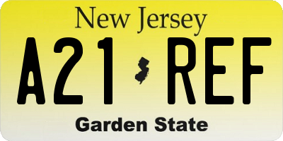 NJ license plate A21REF