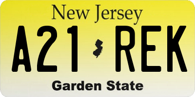 NJ license plate A21REK
