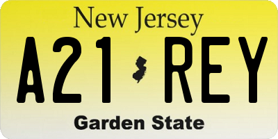 NJ license plate A21REY