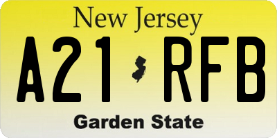 NJ license plate A21RFB