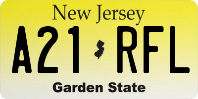 NJ license plate A21RFL