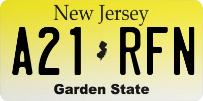 NJ license plate A21RFN