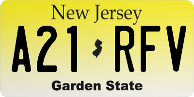 NJ license plate A21RFV