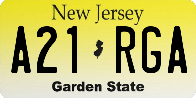 NJ license plate A21RGA