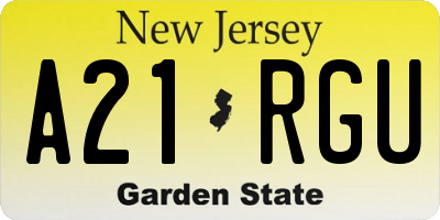 NJ license plate A21RGU