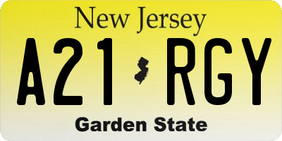 NJ license plate A21RGY