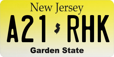 NJ license plate A21RHK