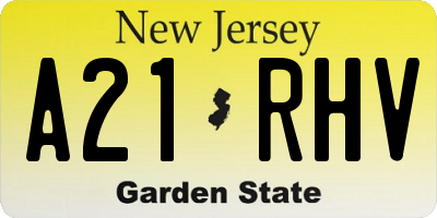 NJ license plate A21RHV