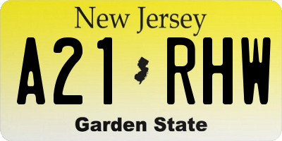 NJ license plate A21RHW