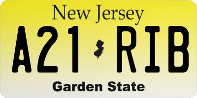 NJ license plate A21RIB